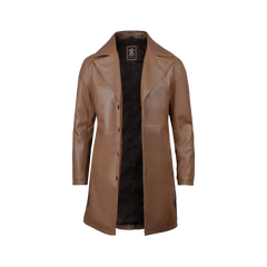 Men's 3 4 Length Brown Leather Car Coat