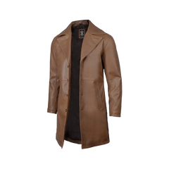 Men's 3 4 Length Brown Leather Car Coat