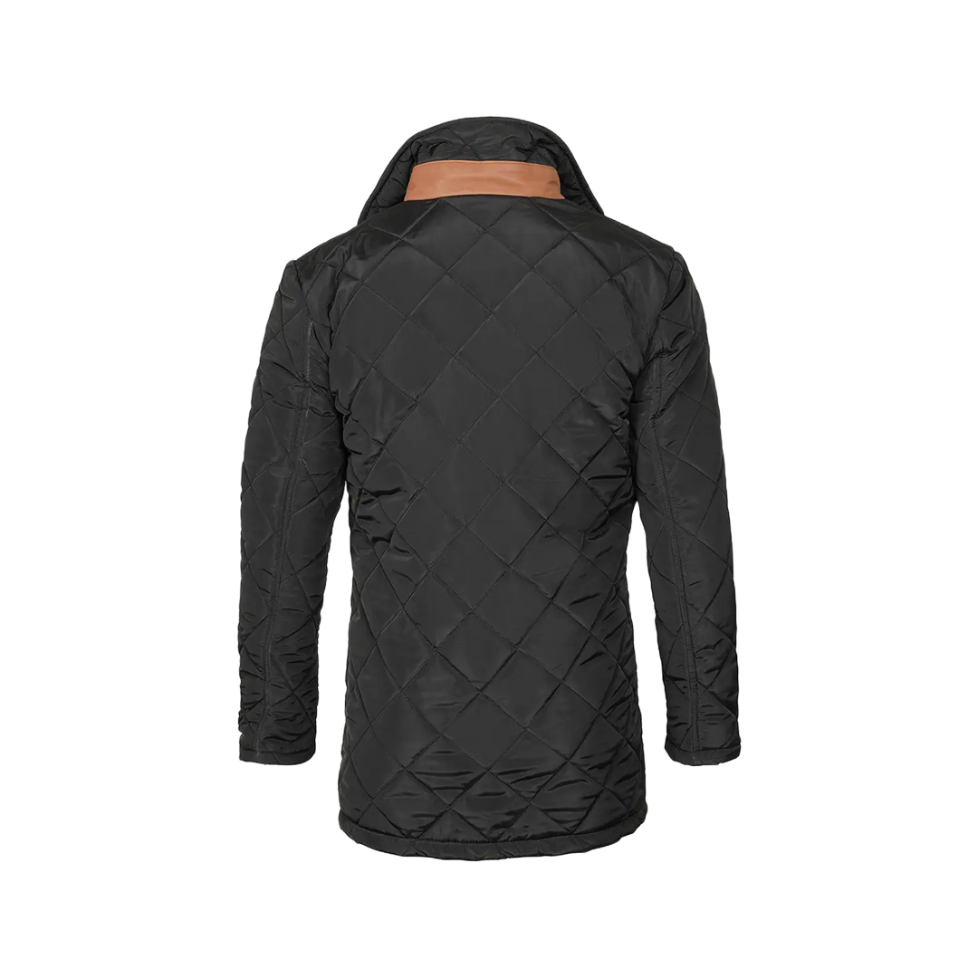 Men's Black 3/4 Length Quilted Coat