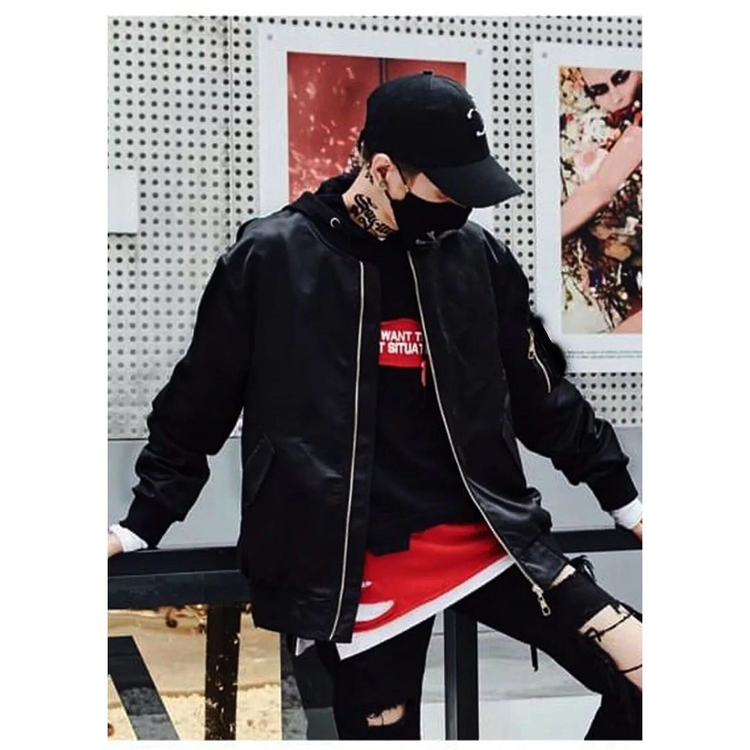 Men's Angel Wings Jacket Hip Hop Gold Thread Embroidery Wings