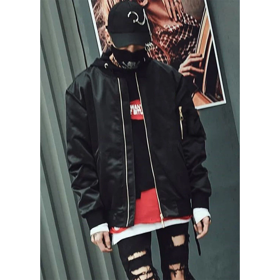 Men's Angel Wings Jacket Hip Hop Gold Thread Embroidery Wings