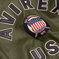 Men's Avirex Olive Green Bomber American Flight Leather Jacket