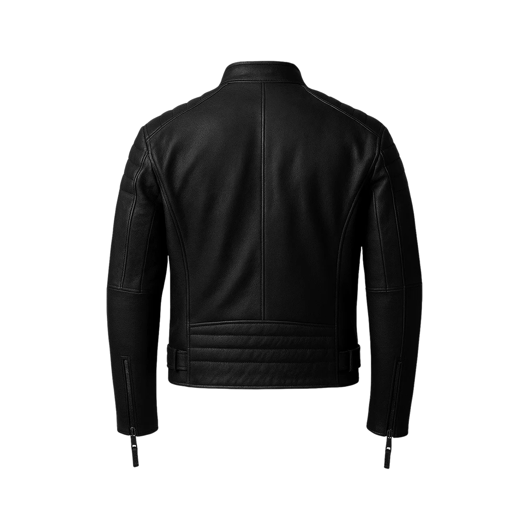 Men's Black Cafe Racer Leather Jacket