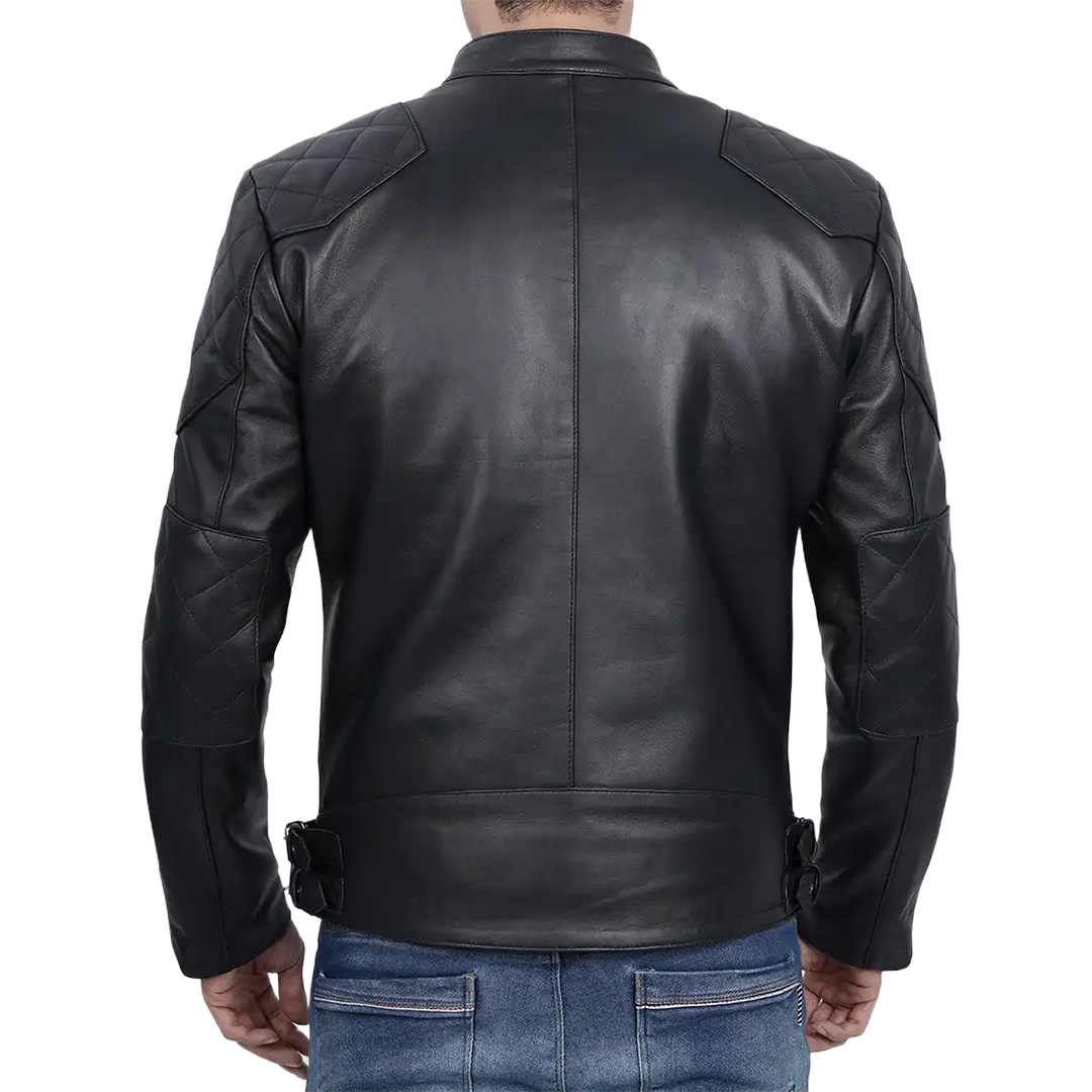 Men's Black Cafe Racer Leather Jacket