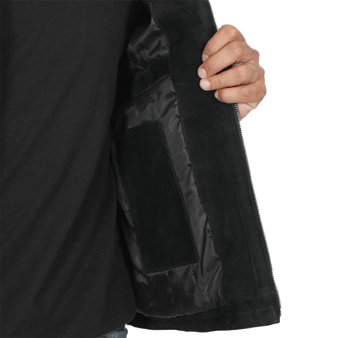 Men's Black Cafe Racer Suede Jacket
