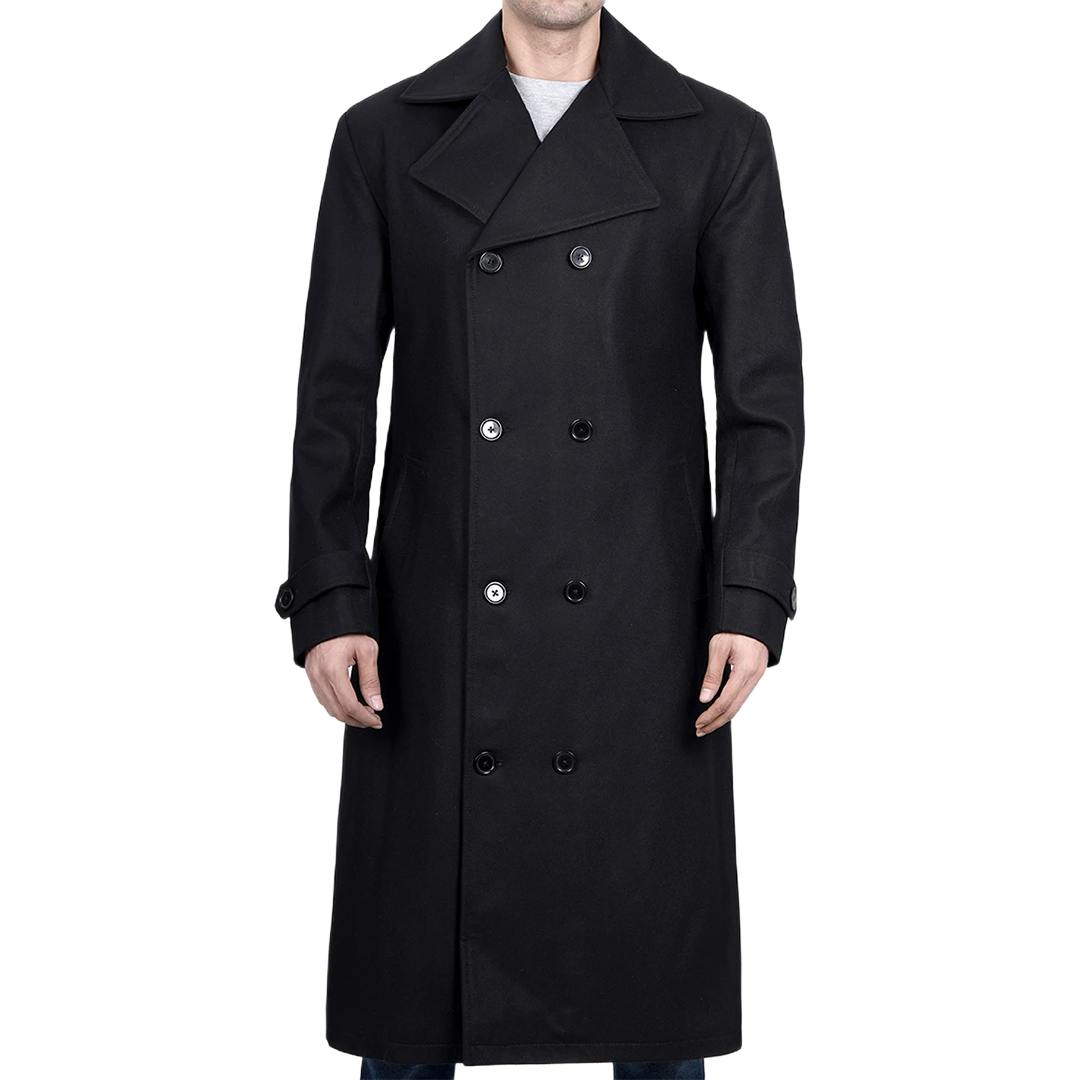 Men's Black Double Breasted Wool Peacoat