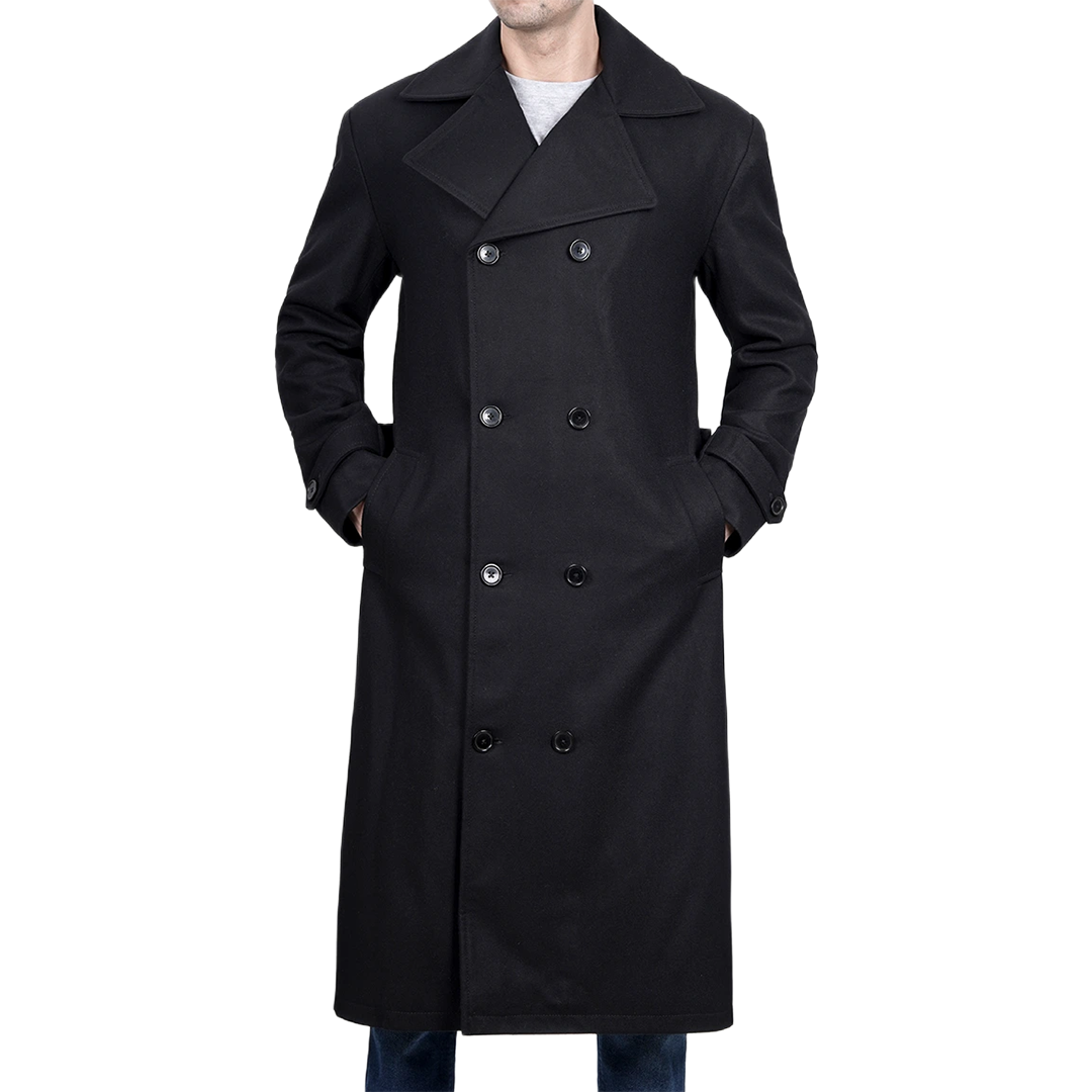 Men's Black Double Breasted Wool Peacoat