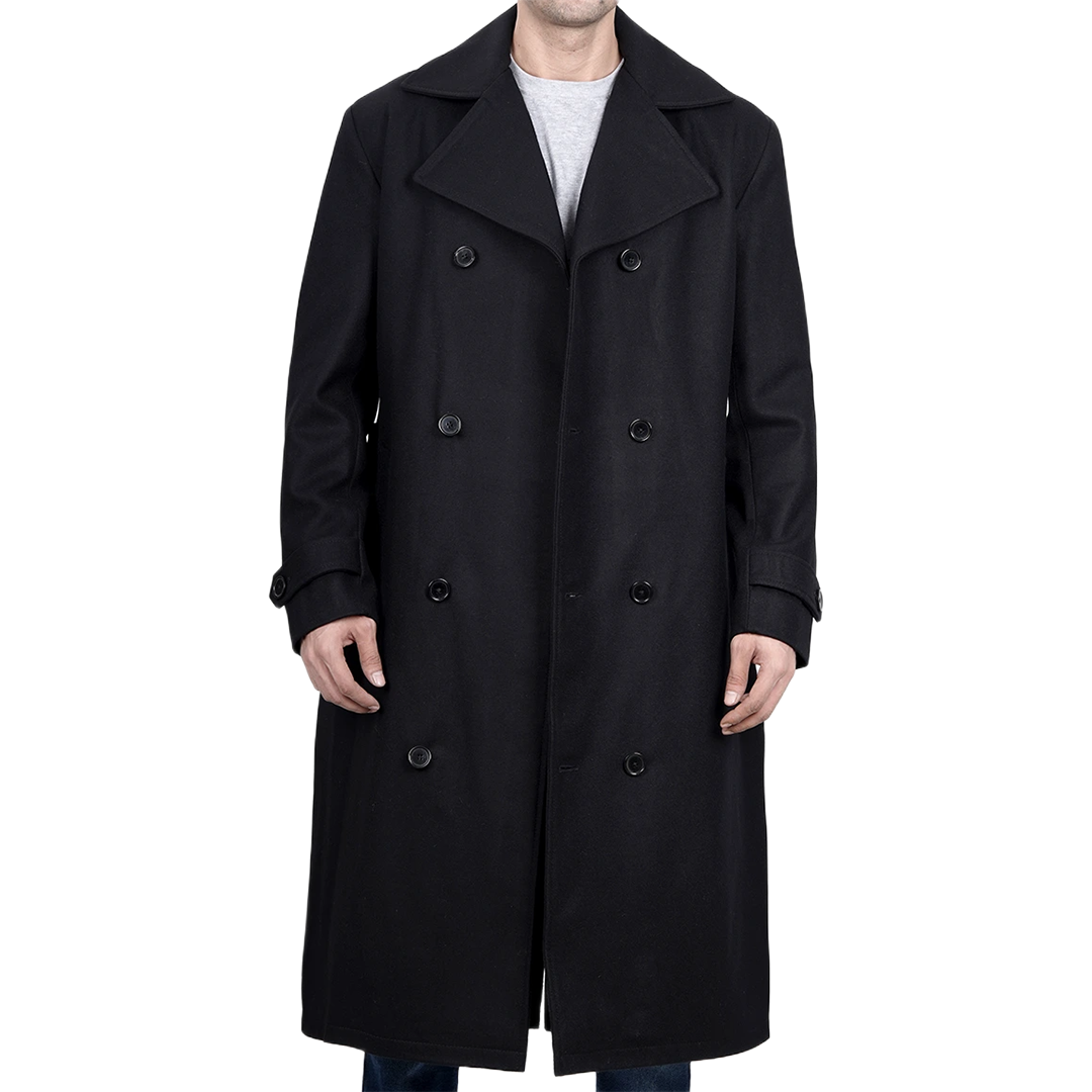 Men's Black Double Breasted Wool Peacoat