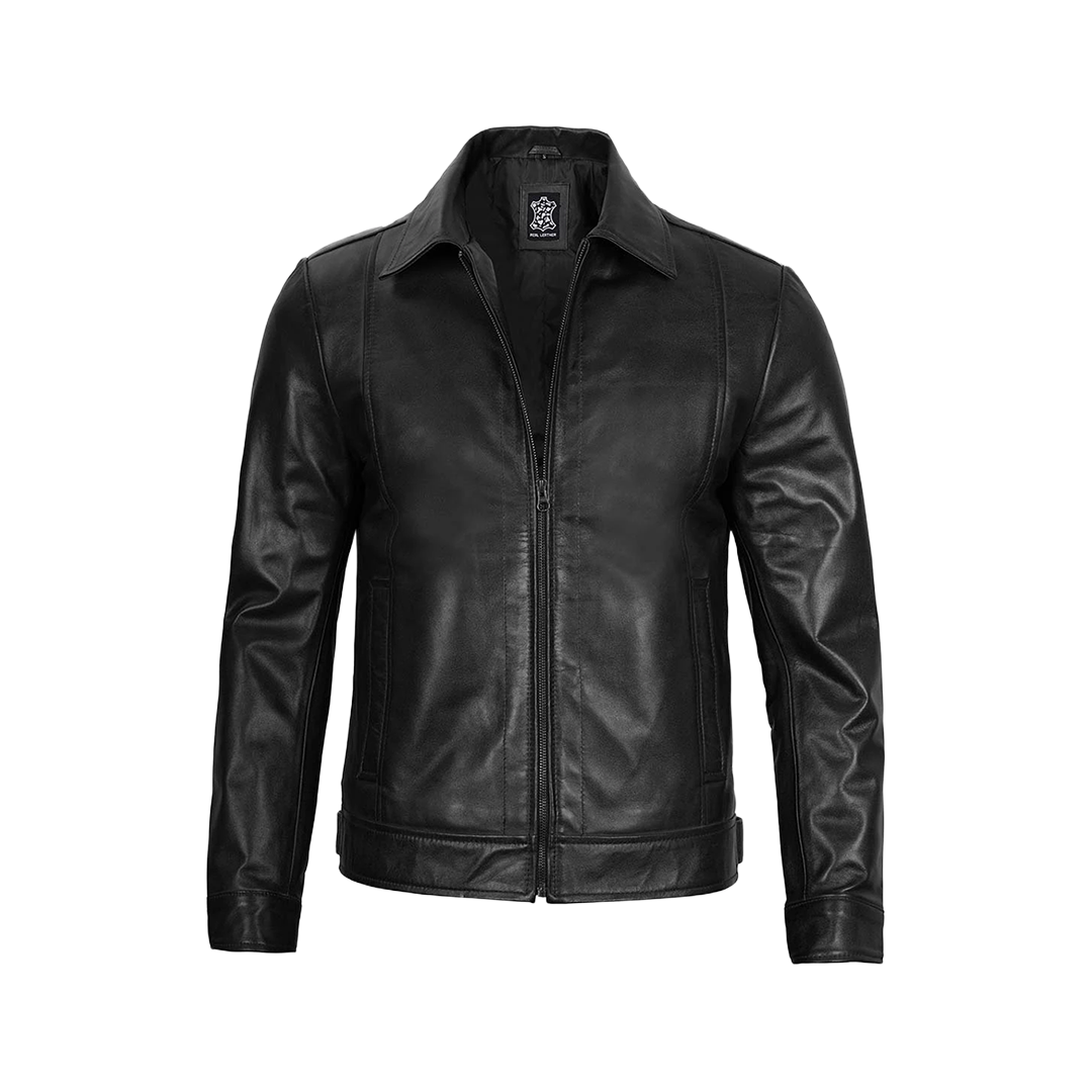 Men's Black Harrington Classic Leather Jacket