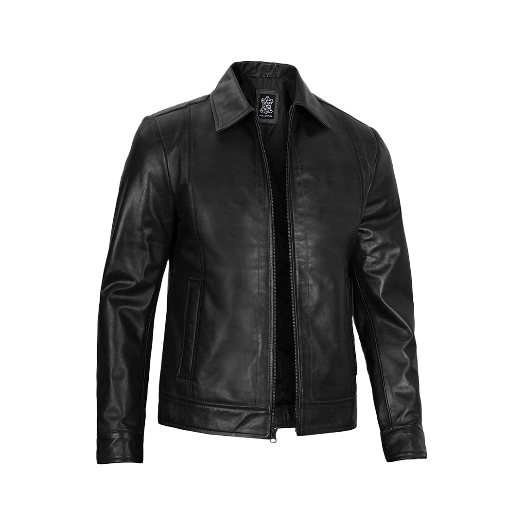 Men's Black Harrington Classic Leather Jacket