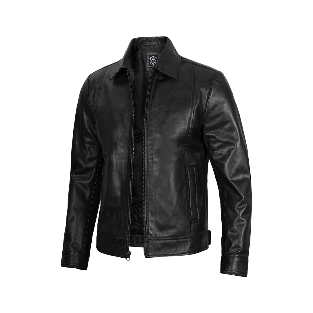 Men's Black Harrington Classic Leather Jacket