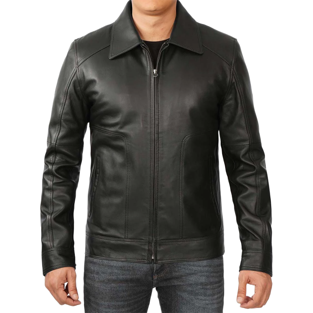 Men's Black Harrington Vintage Leather Jacket