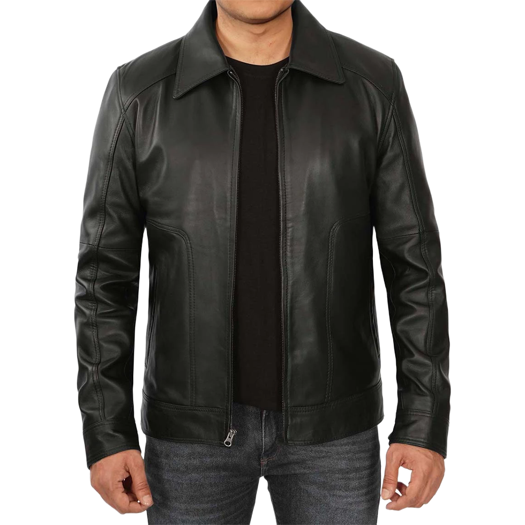 Men's Black Harrington Vintage Leather Jacket