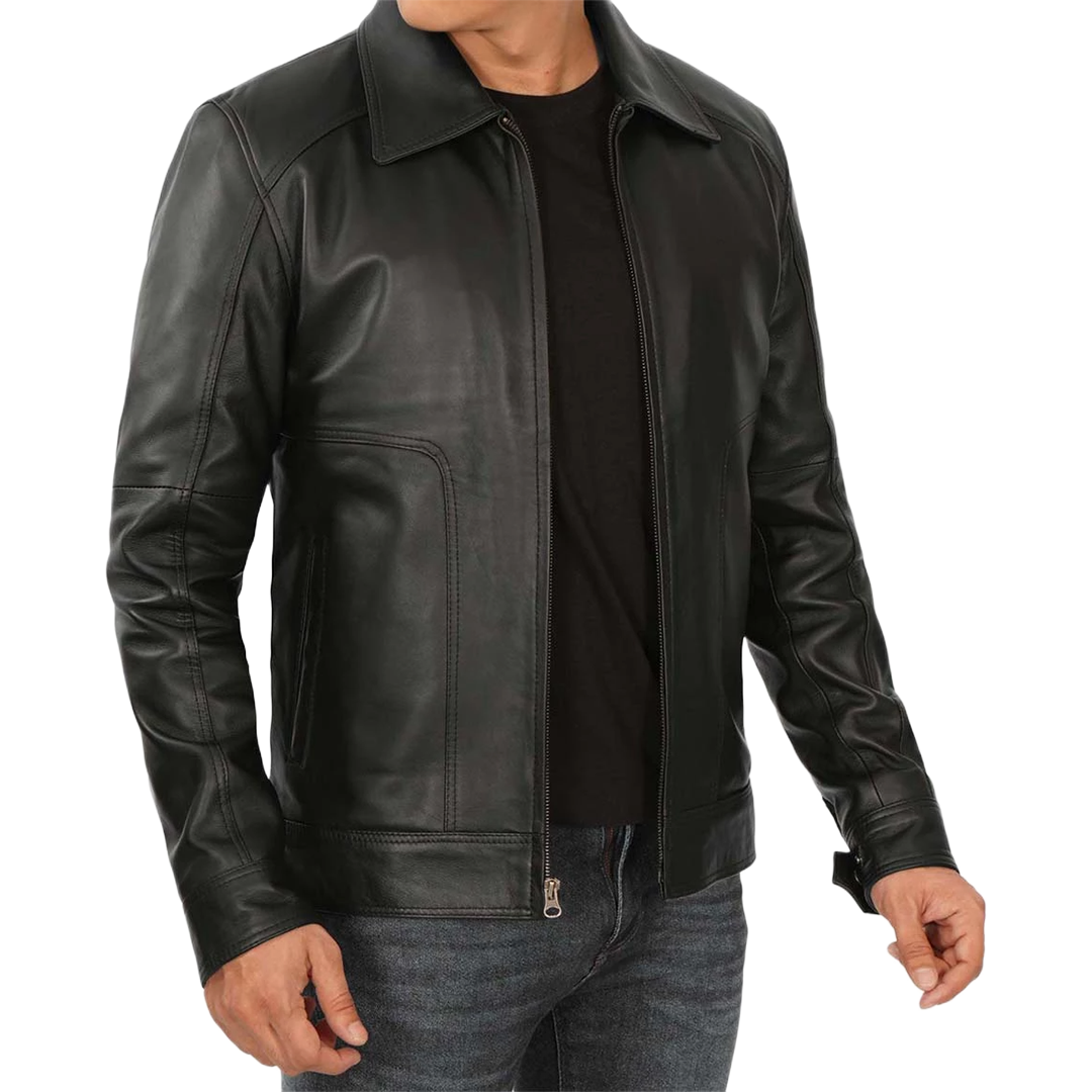 Men's Black Harrington Vintage Leather Jacket