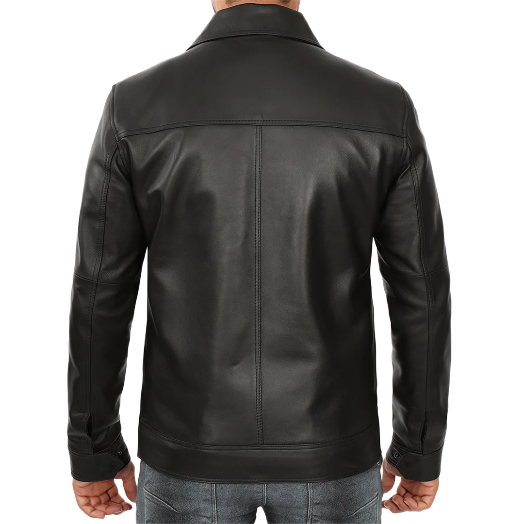 Men's Black Harrington Vintage Leather Jacket