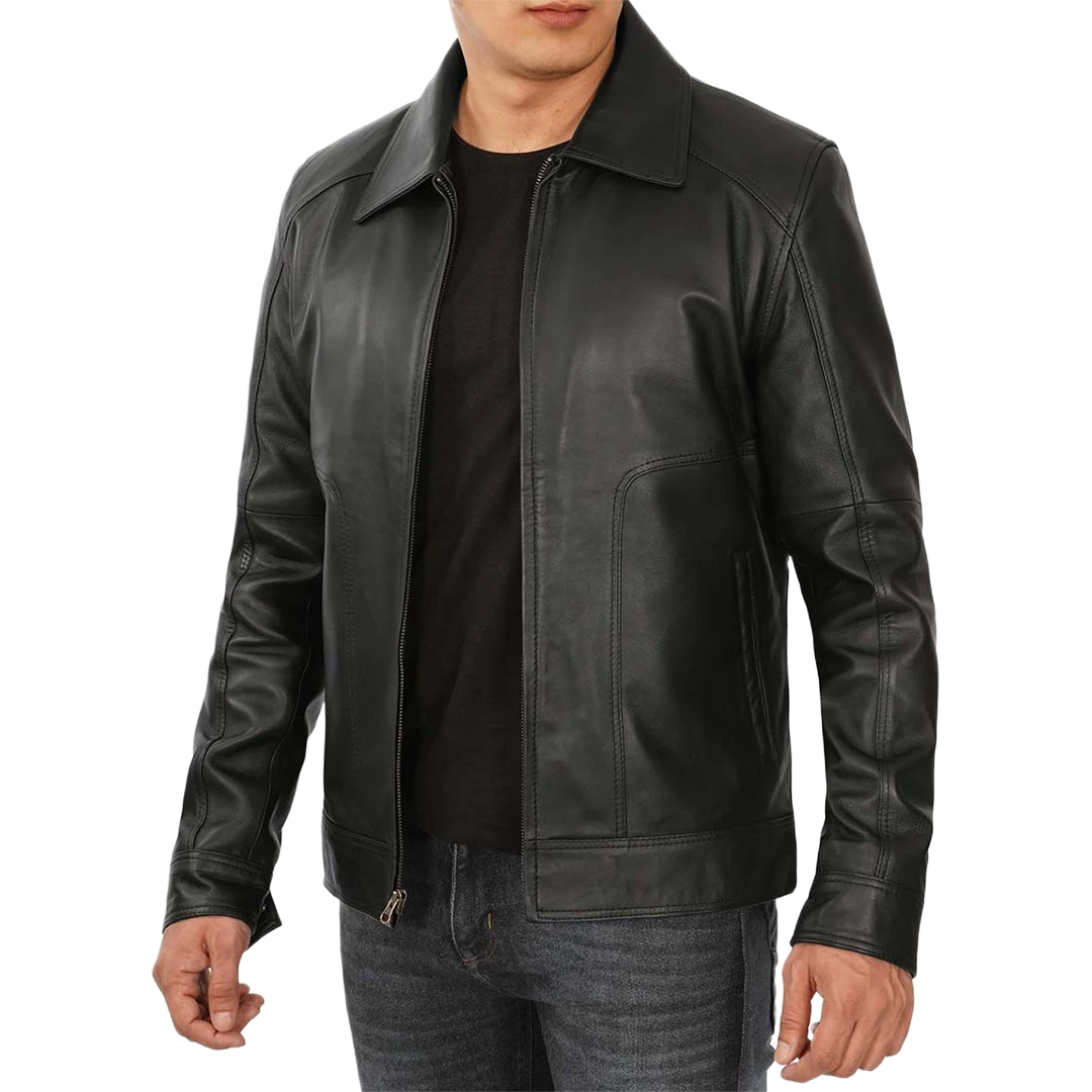 Men's Black Harrington Vintage Leather Jacket