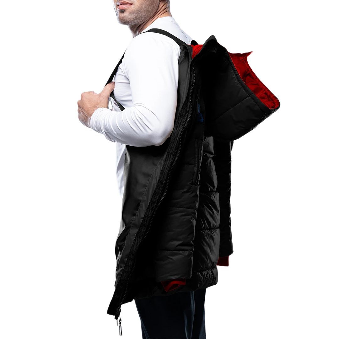 Men's Black Hooded 3/4 Length Insulated Parka – Winter Puffer Jacket