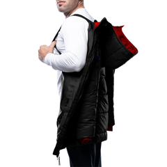 Men's Black Hooded 3/4 Length Insulated Parka – Winter Puffer Jacket