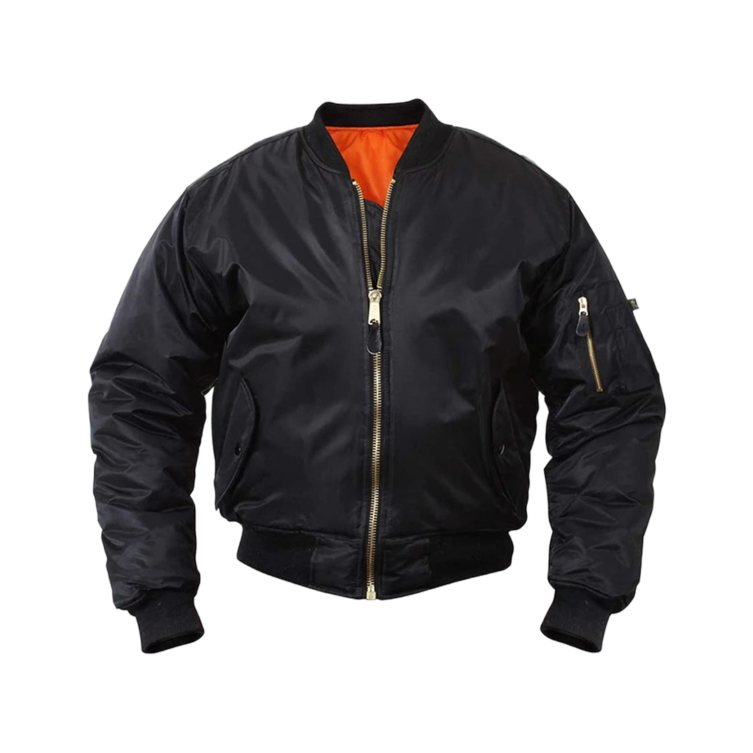 Men's Black Lightweight Bomber Flight Jacket