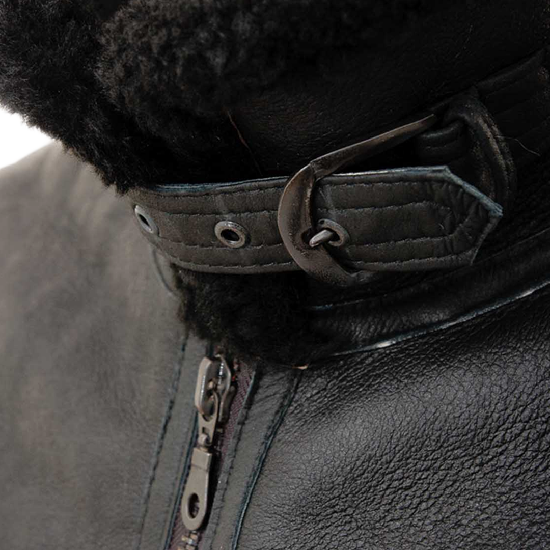 Men’s Black Sheepskin Aviator Jacket