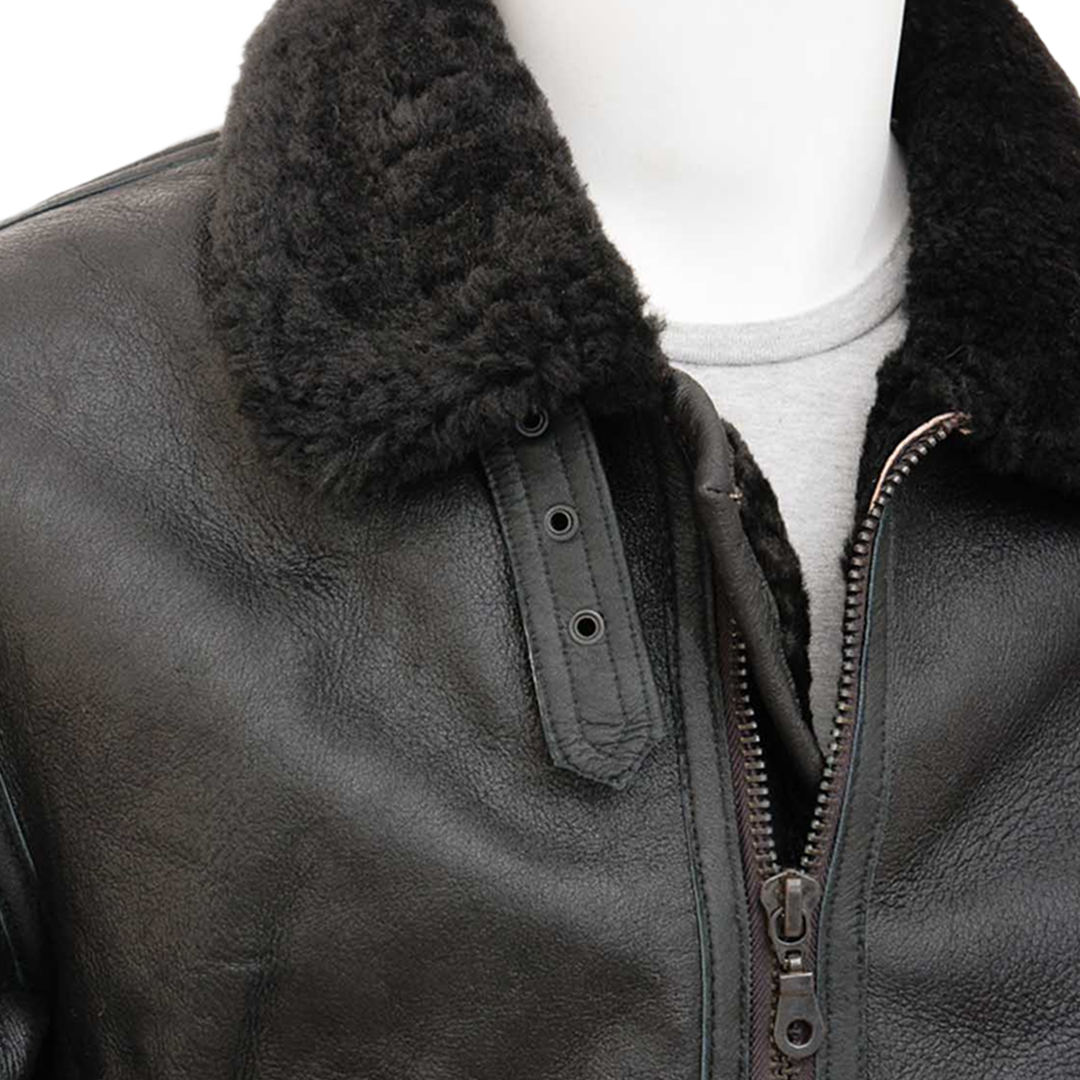 Men’s Black Sheepskin Aviator Jacket