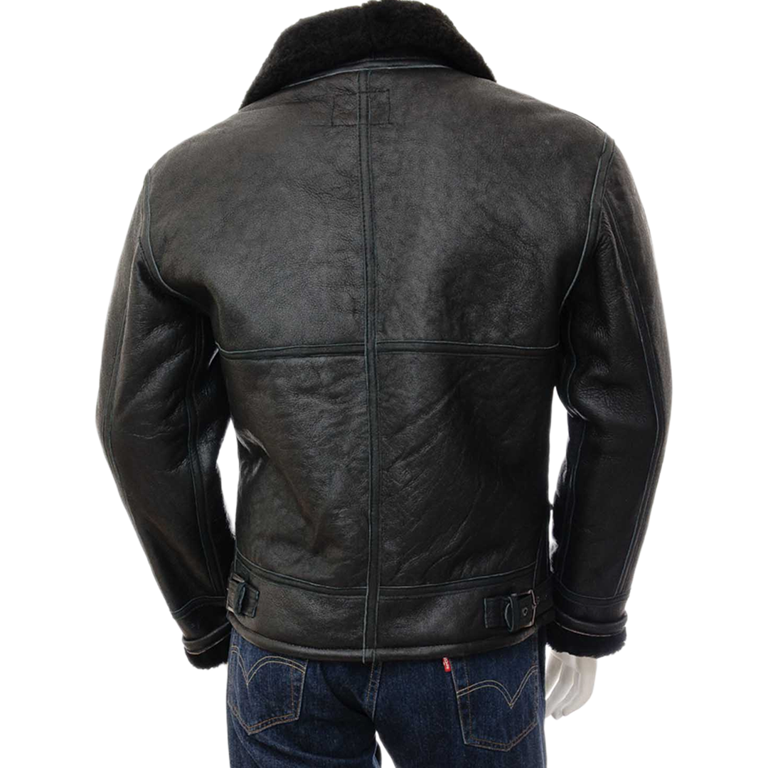 Men’s Black Sheepskin Aviator Jacket