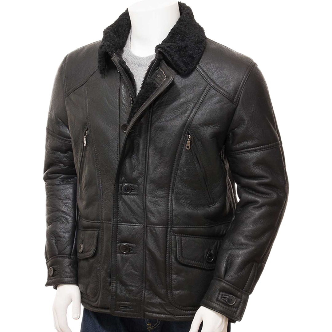 Men’s Black Sheepskin Coat