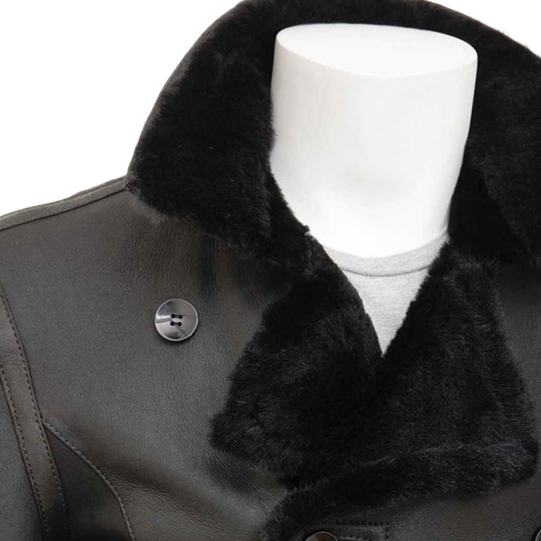 Men’s Black Sheepskin Peacoat