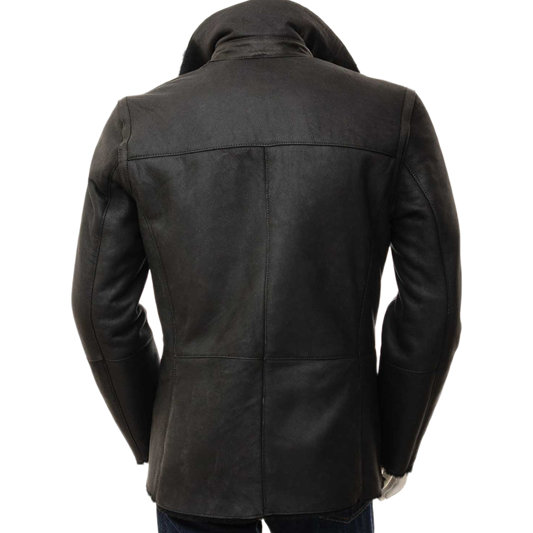 Men’s Black Sheepskin Peacoat