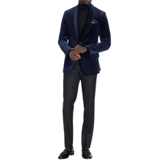 Men's Blue Velvet Prom Suit with Shawl Lapel