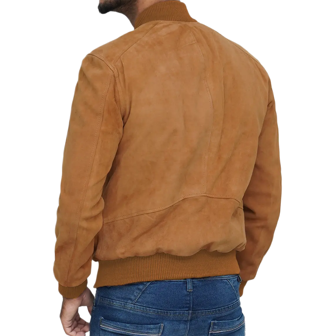Men's Bomber Light Brown Suede Jacket
