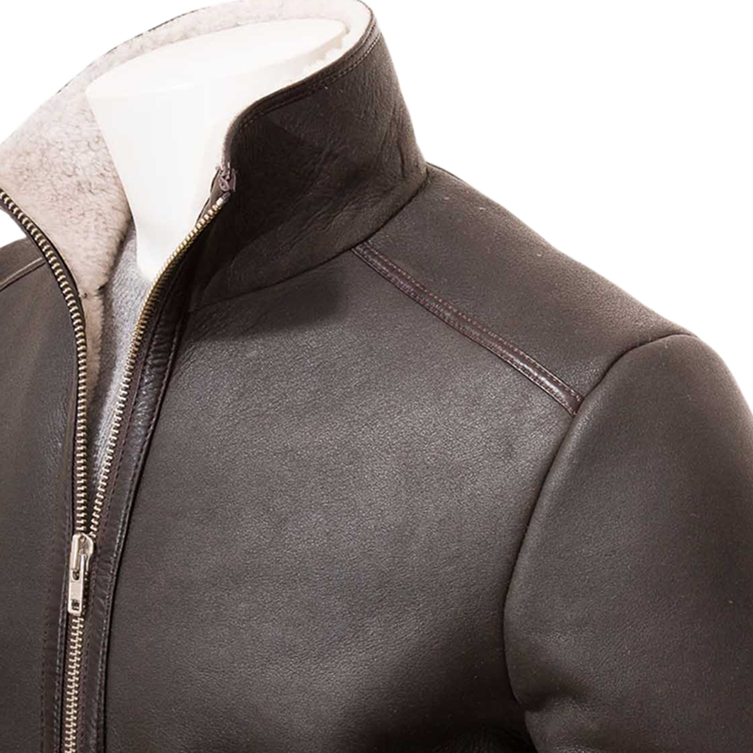 Men’s Brown Sheepskin Biker Jacket