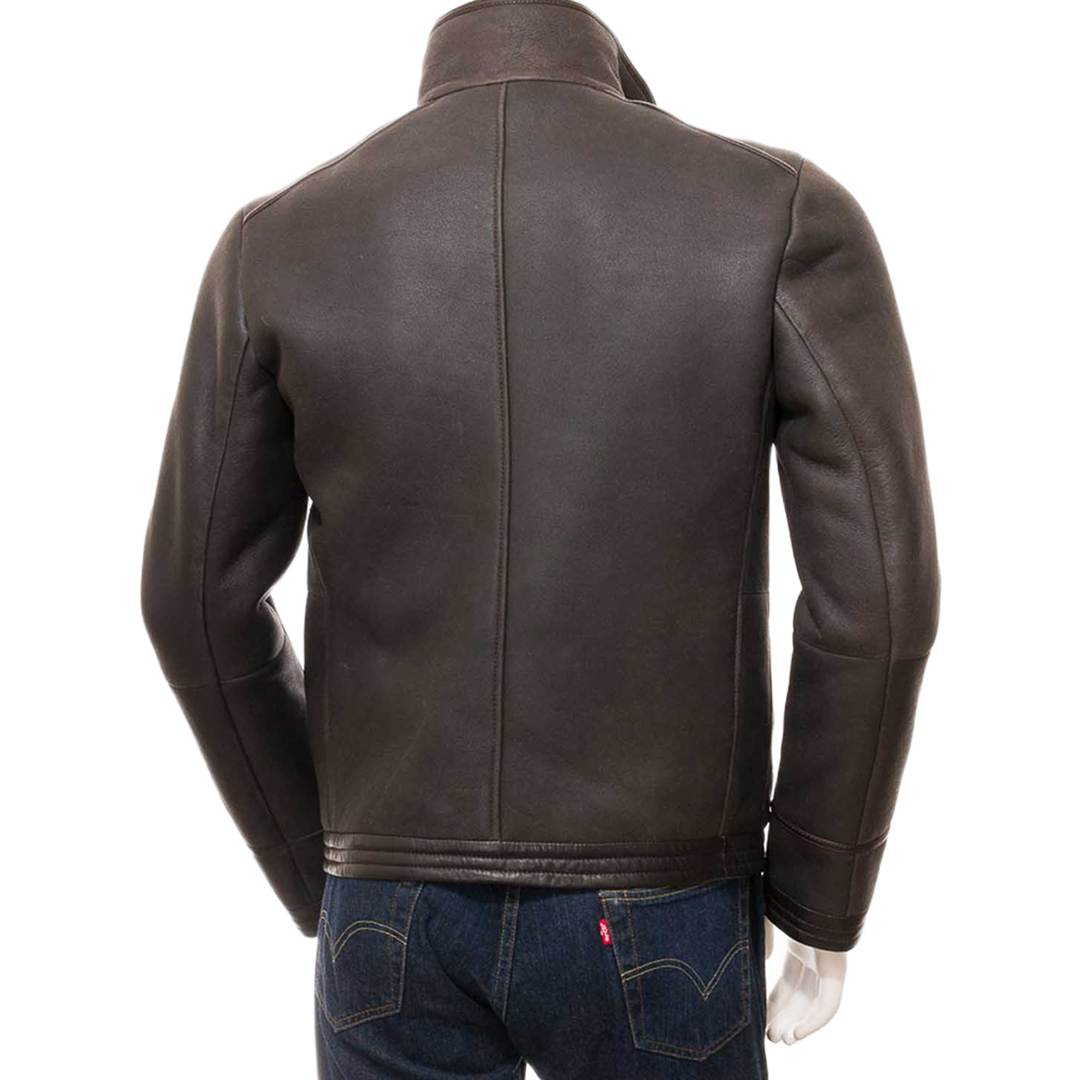 Men’s Brown Sheepskin Biker Jacket