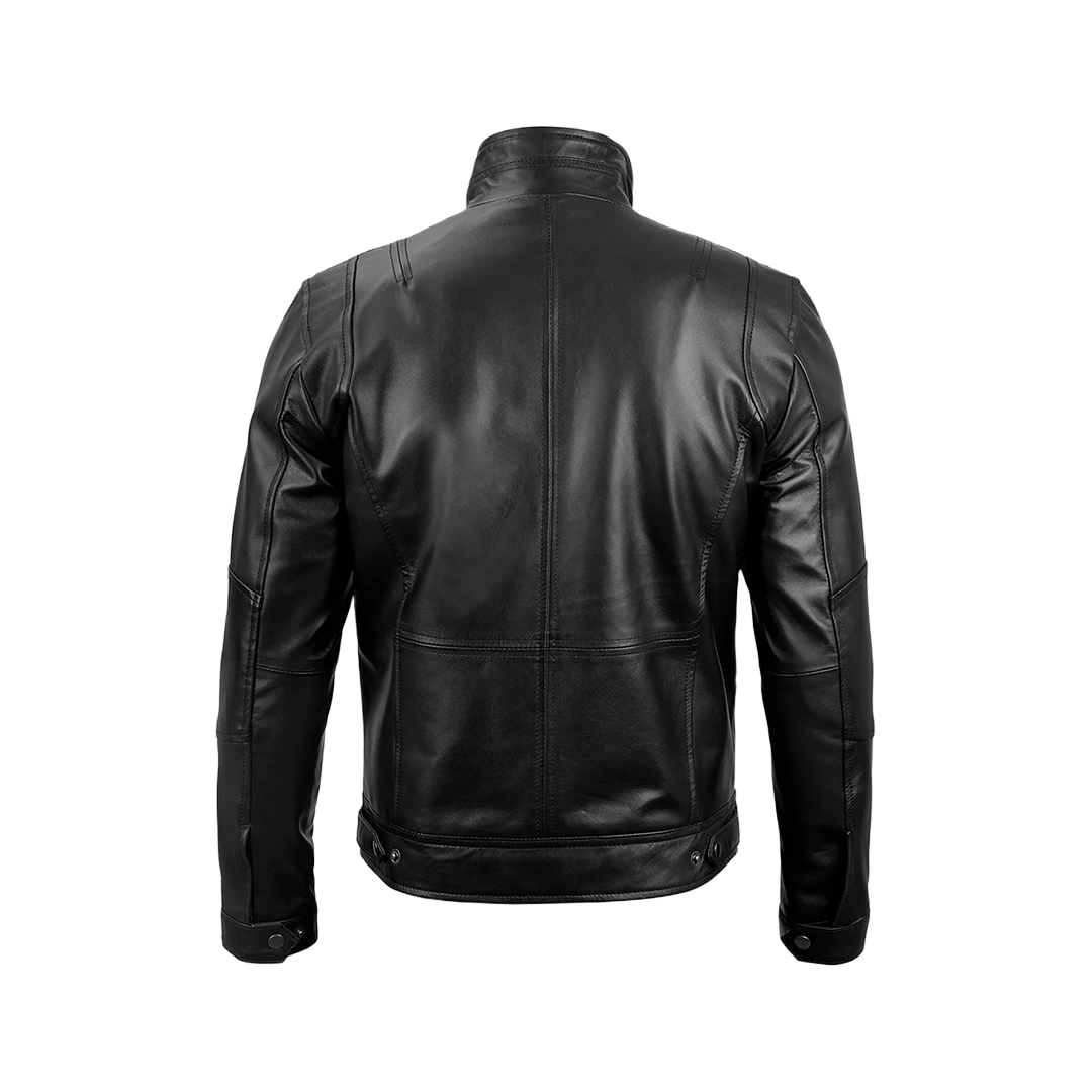 Men's Cafe Racer Black Real Leather Jacket