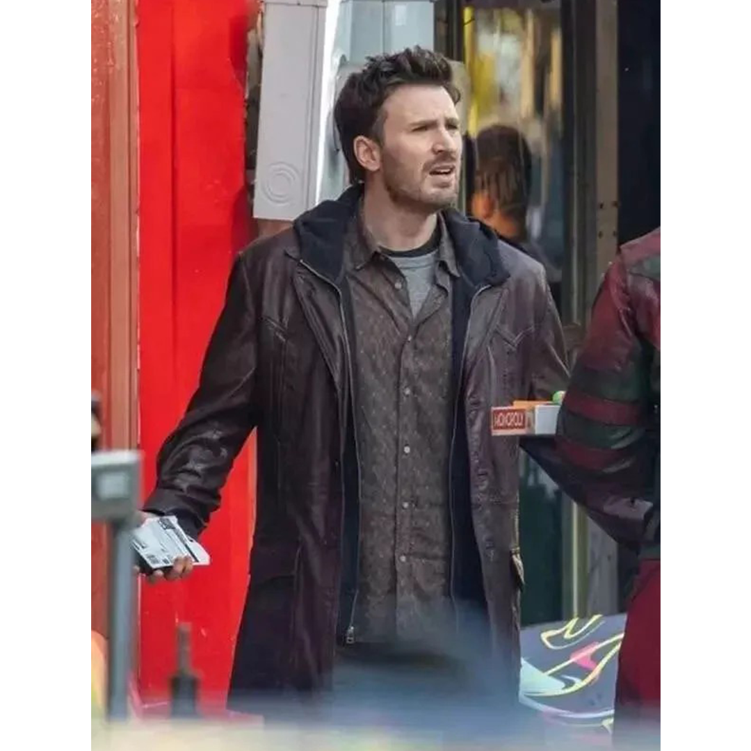 Mens Christopher Robert Evans Mid-length Brown Real Leather Trench Coat