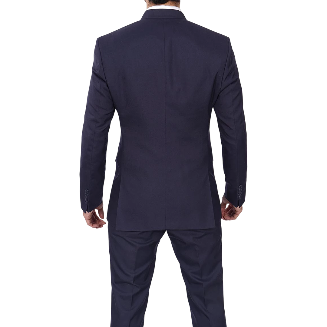 Men's Dark Blue Double Breasted Two-Piece Suit