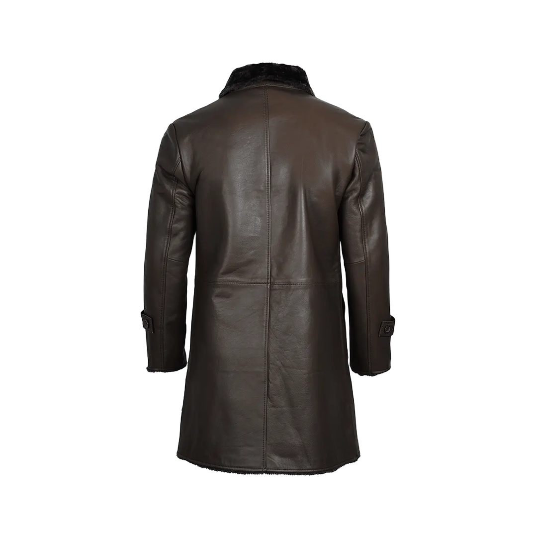 Men's Dark Brown Real Leather Shearling Coat