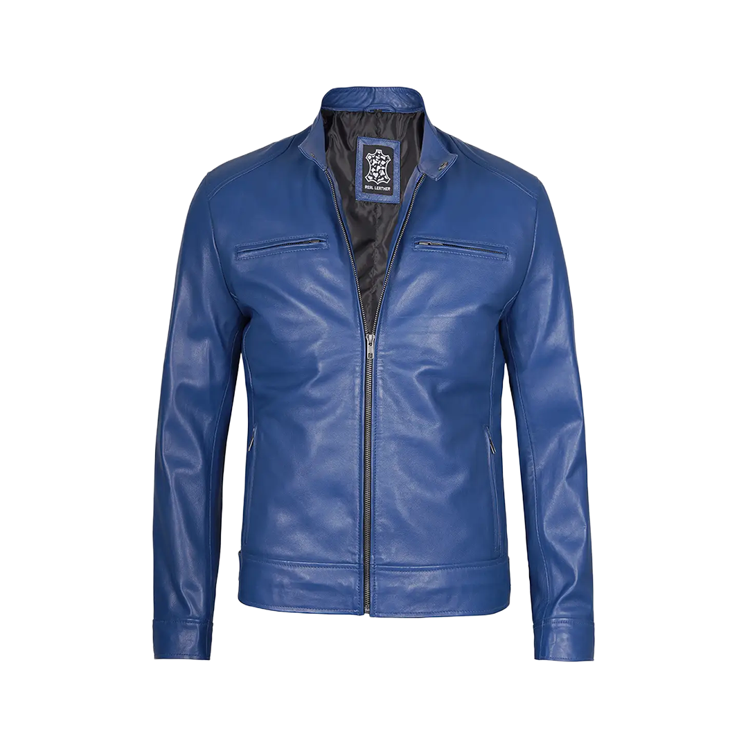 Men's Dodge Blue Racer Leather Jacket