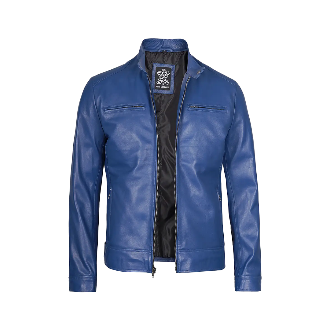 Men's Dodge Blue Racer Leather Jacket