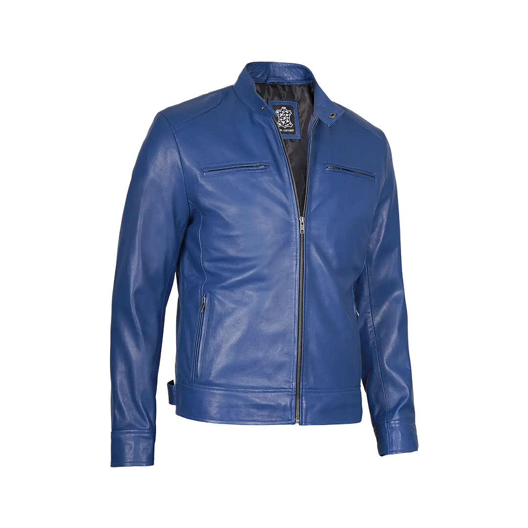 Men's Dodge Blue Racer Leather Jacket