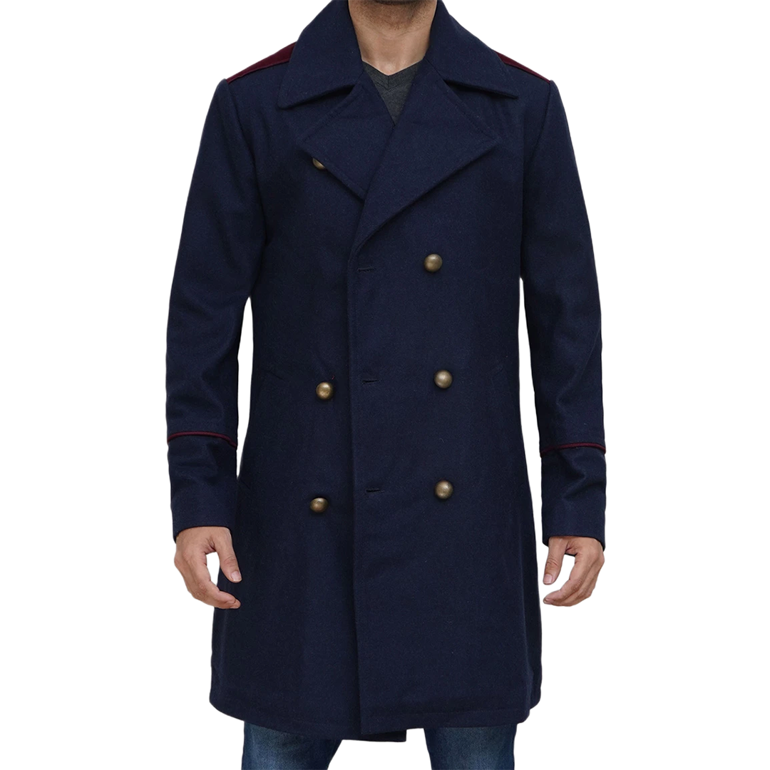 Men's Double Breasted Blue Peacoat