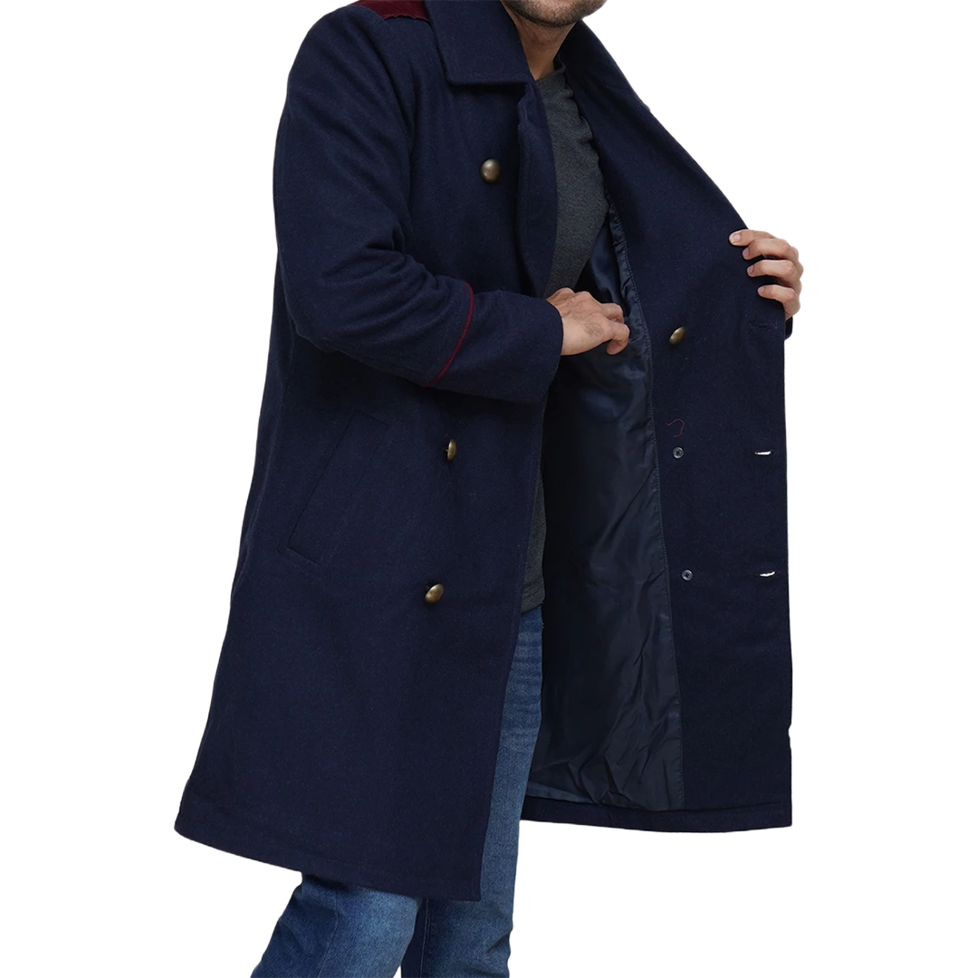 Men's Double Breasted Blue Peacoat