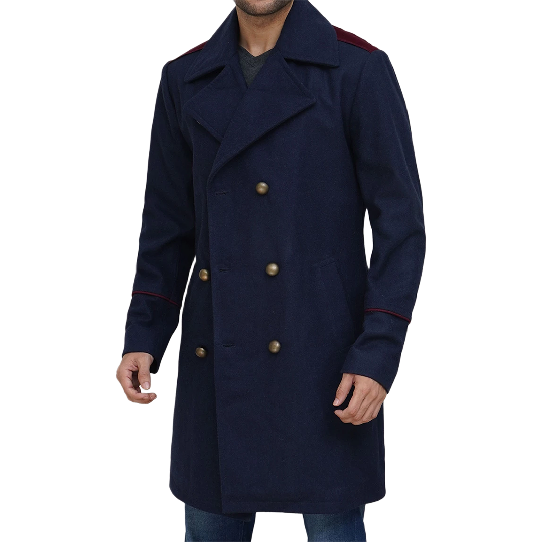 Men's Double Breasted Blue Peacoat