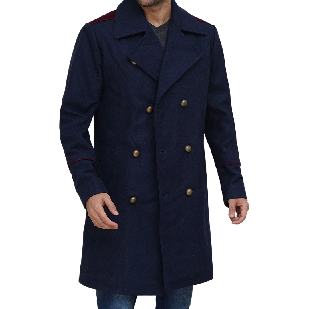Men's Double Breasted Blue Peacoat
