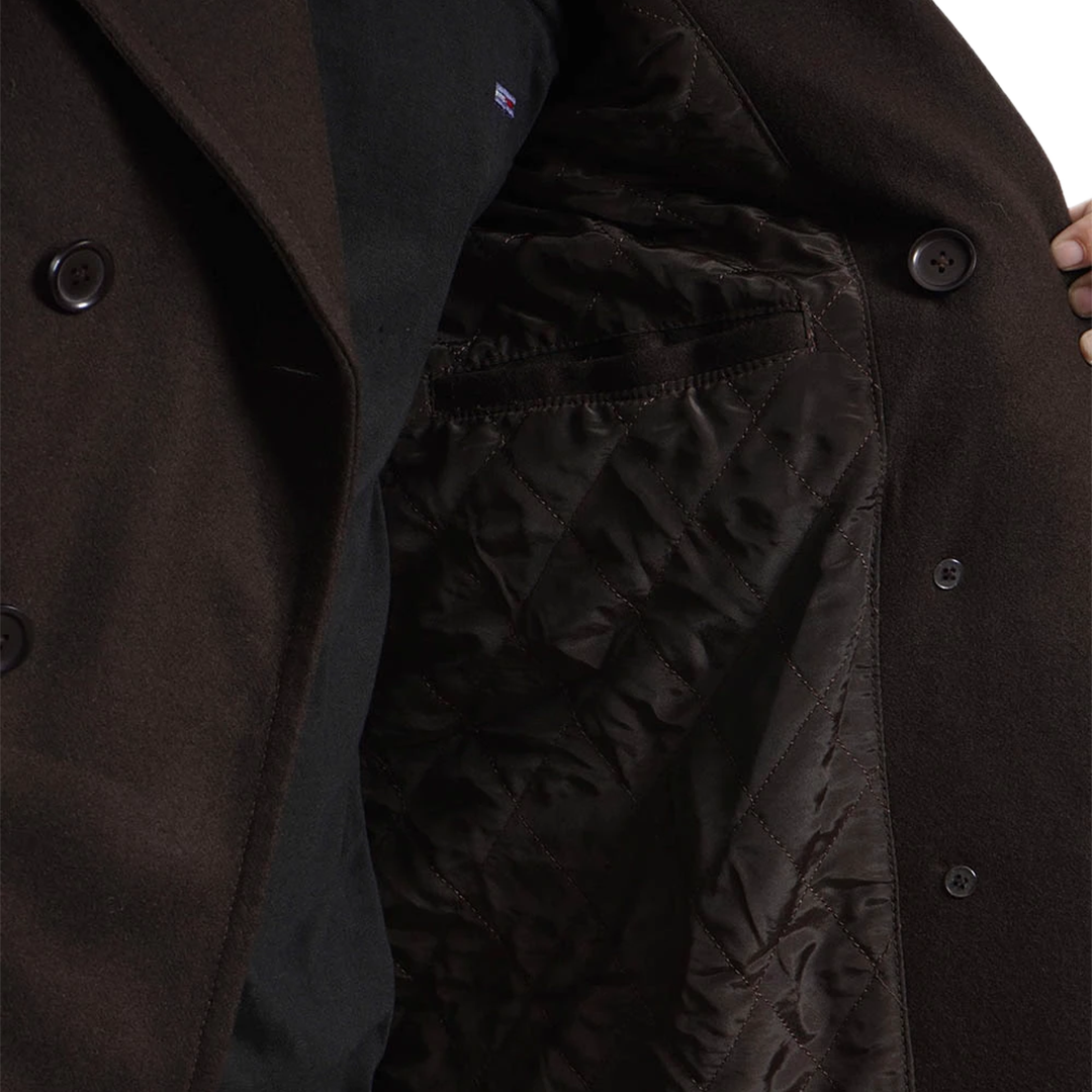 Men's Double Breasted Chocolate Brown Wool Coat