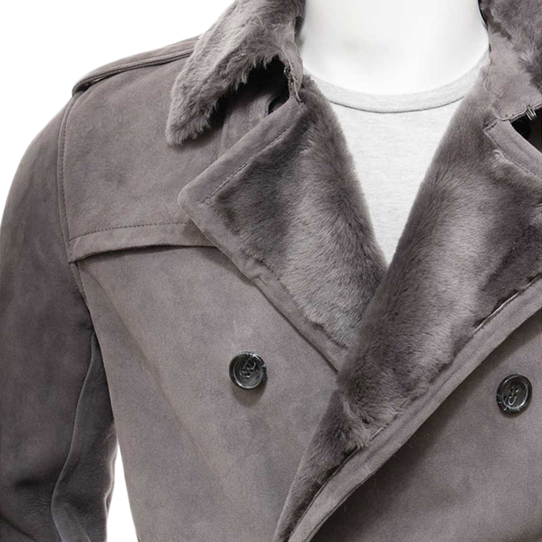 Men’s Grey Shearling Coat