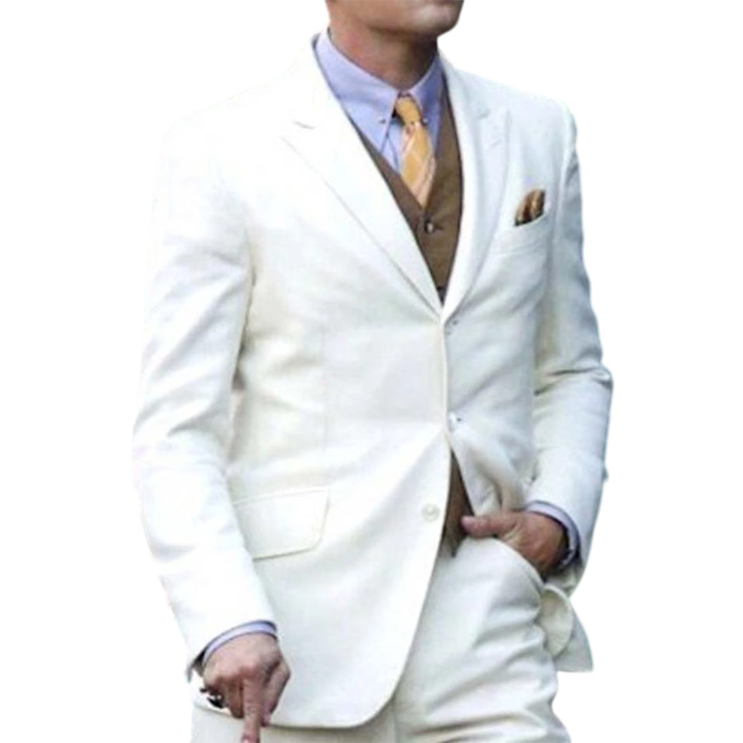 Men's Off-White 3-Piece Wedding Suit - Classic Formal Wear