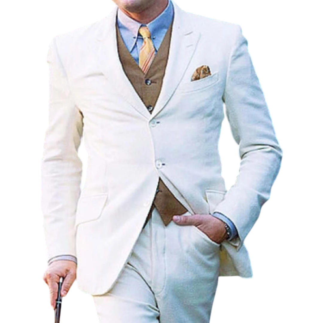 Men's Off-White 3-Piece Wedding Suit - Classic Formal Wear