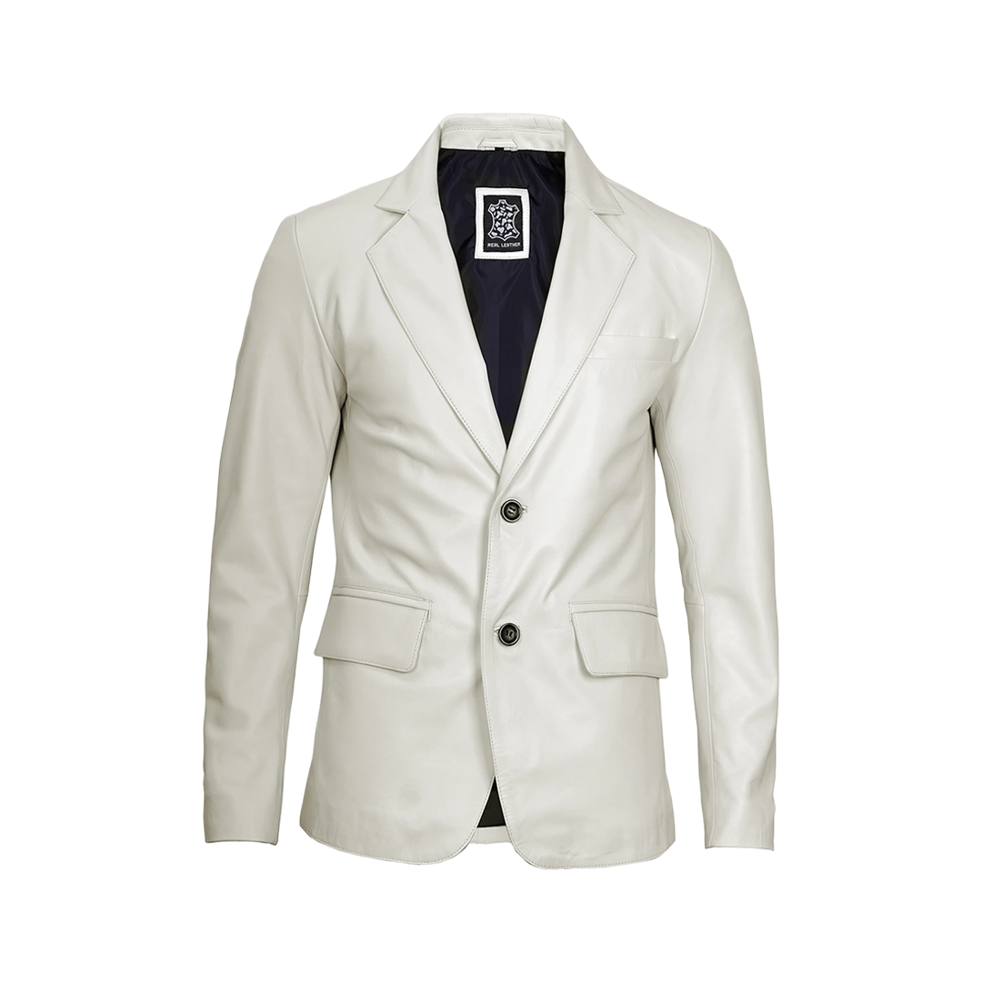 Men's Off White Blazer Real Leather Jacket