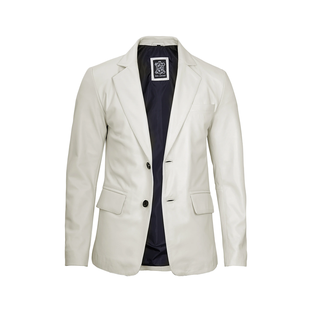 Men's Off White Blazer Real Leather Jacket